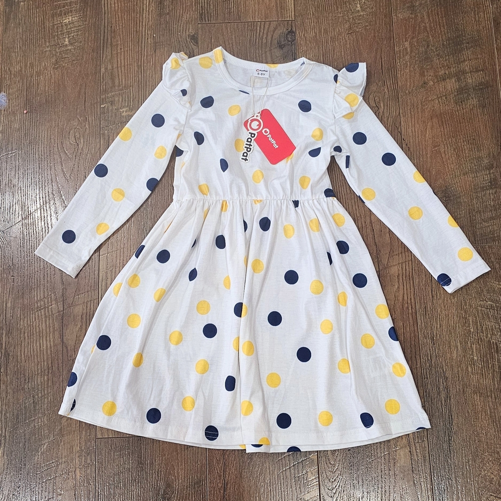 OshKosh B'gosh Kids Polka Dot Dress - White, Yellow, and Blue